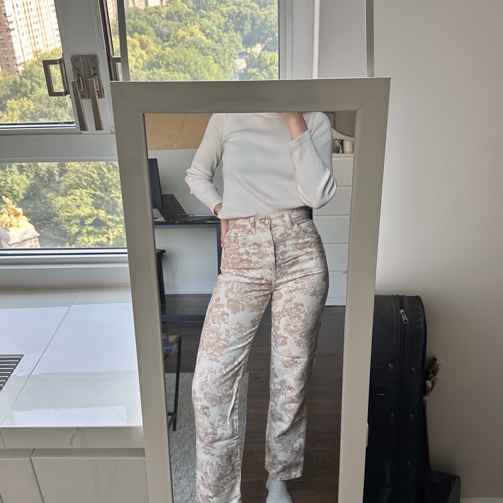 Reformation Cynthia Patterned Straight Leg Jeans in Abalone
